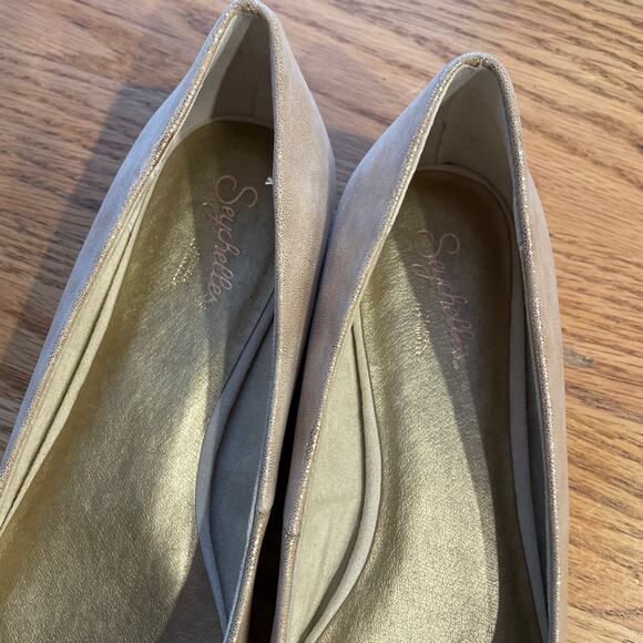 New Seychelles Anthropologie pointed toe flats gold metallic size 7.5 - Picture 8 of 10